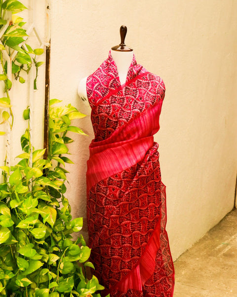 Pure Handloom Peach Organza Silk Saree