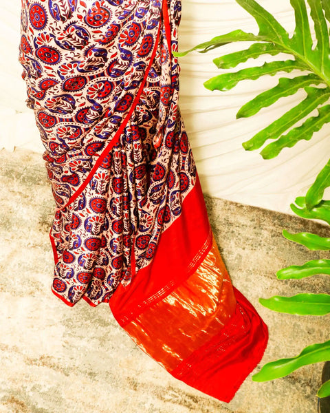 Pure Handloom Red Gaji Silk Saree