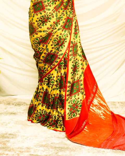 Pure Handloom Yellow Gaji Silk Saree