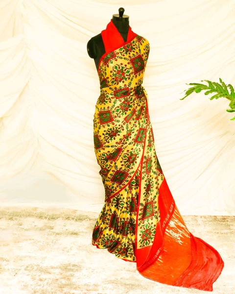 Pure Handloom Yellow Gaji Silk Saree