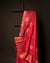 Rosy Radiance Pink Kota Cotton Zari Printed Saree, Top side close up