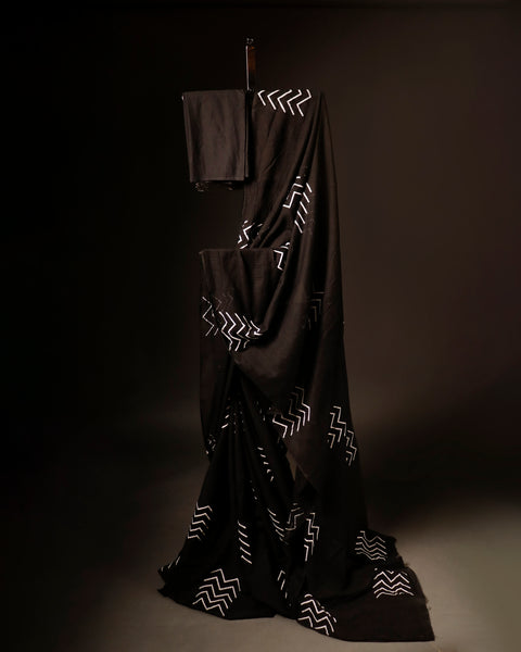  black Kota cotton sarees, close up