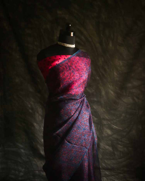 Pure Purple Handloom Organza Silk Saree