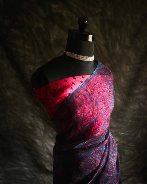 Pure Purple Handloom Organza Silk Saree