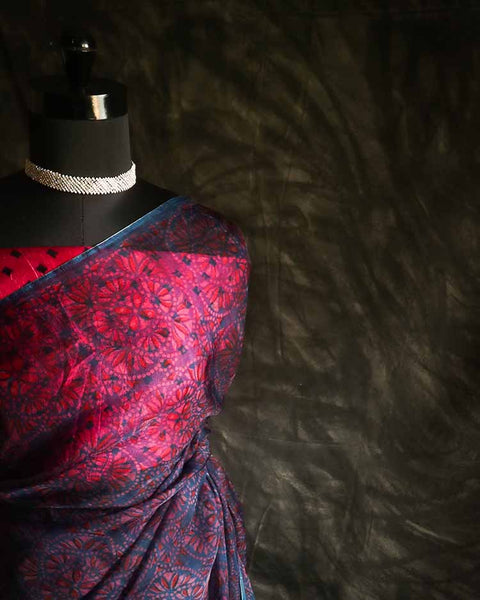 Pure Purple Handloom Organza Silk Saree