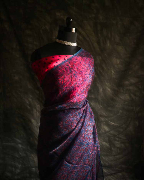 Pure Purple Handloom Organza Silk Saree