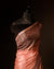 Ethereal Peach Blossom colour Fancy Saree, Top side close up
