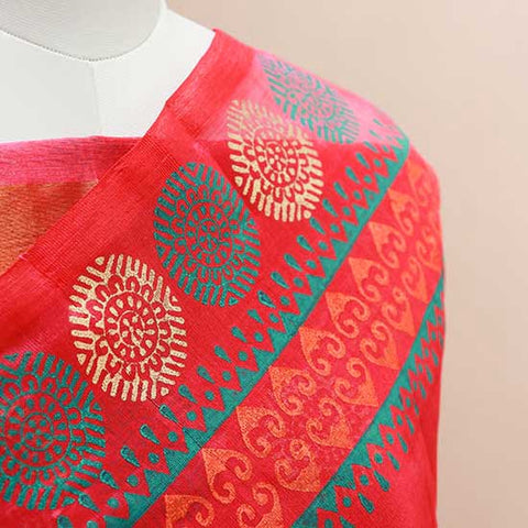 Pure Handloom Royal Pink Silk Cotton Saree