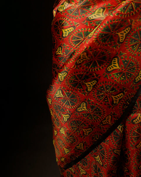 Earthy Elegance Brown Printed Pure Organza Silk Saree