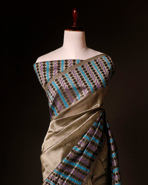 Grey Silk Cotton Saree