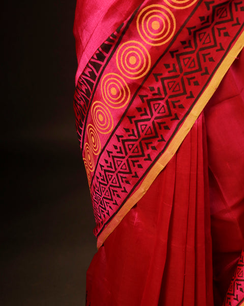 Pure Pink Silk Cotton Saree