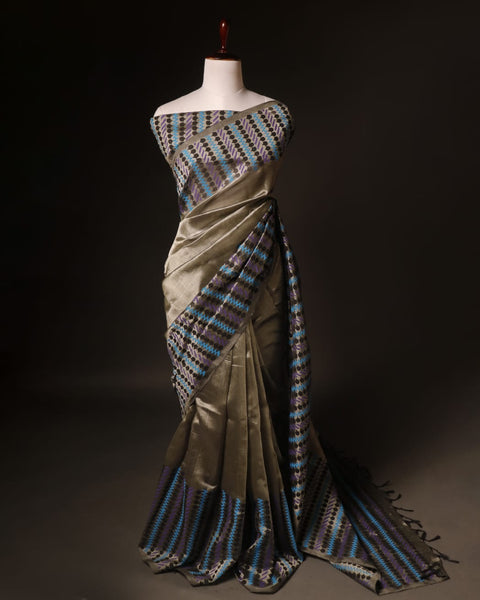 Grey Silk Cotton Saree