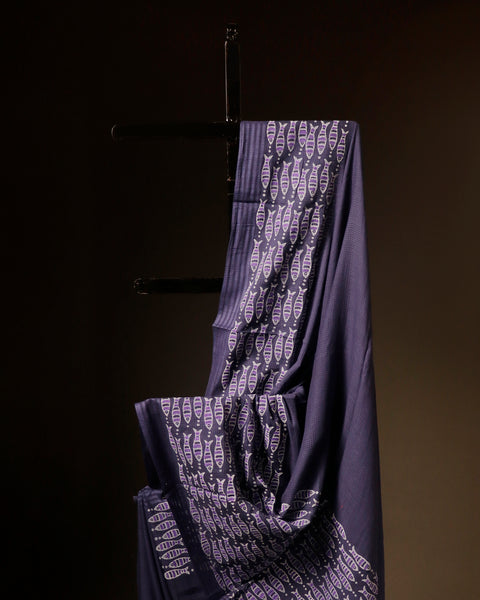 Royal Amethyst Purple Mul Cotton Saree