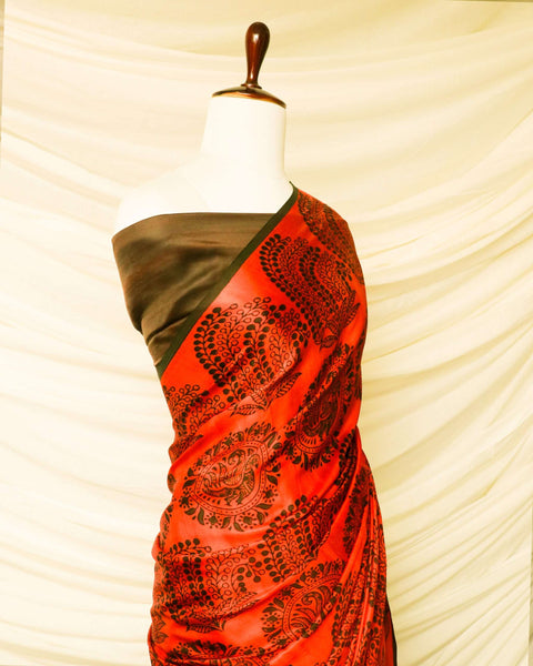 Pure Handloom Ferrari Red Modal Silk Saree
