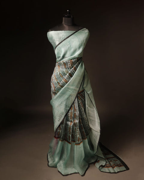 Pure Handloom Grey Organza Silk Saree