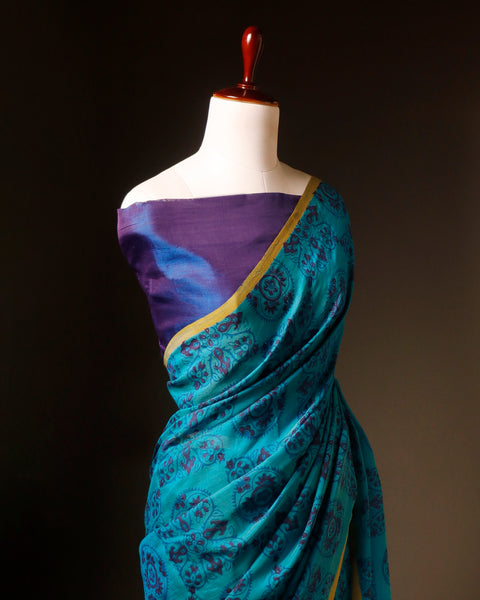 Breeze Pure Blue Soft and Light Handloom Silk Cotton Saree