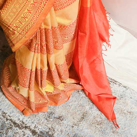 Pure Handloom Yellow Silk Cotton Saree