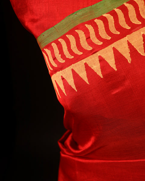 Red and Yellow color Silk Cotton Saree