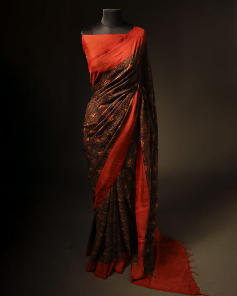 Scarlet Whispers Red Soft and Light Handloom Silk Cotton Saree