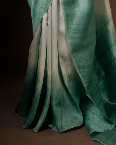 Serenity in Green Pastel Green Pure Dupion Silk Saree