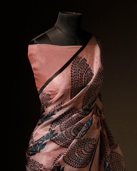 Pastel Petal Light Pink Pure Organza Silk Saree