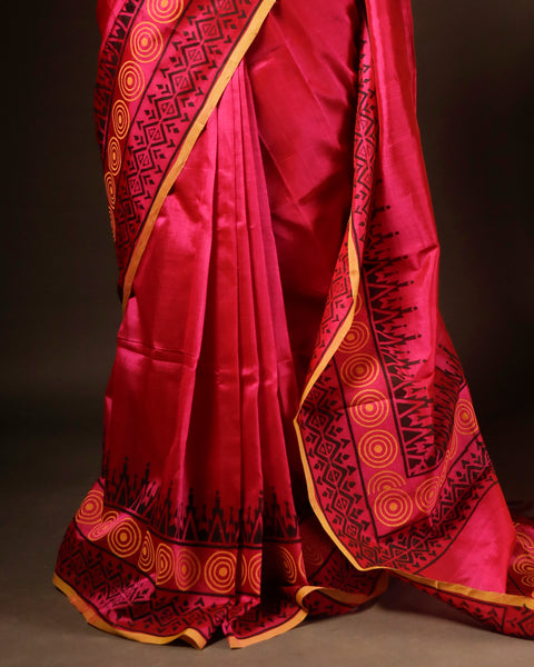 Pure Pink Silk Cotton Saree