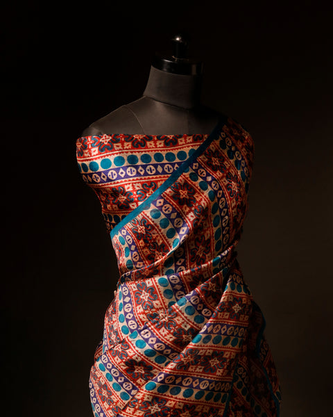 Pure Handloom Brown with blue Organza Silk Saree