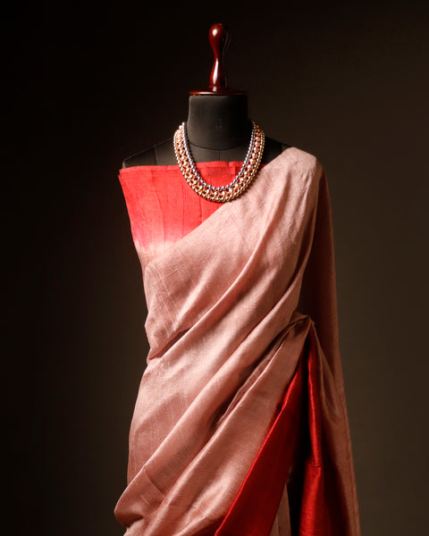Velvet Rouge Red Pure Dupion Silk Saree