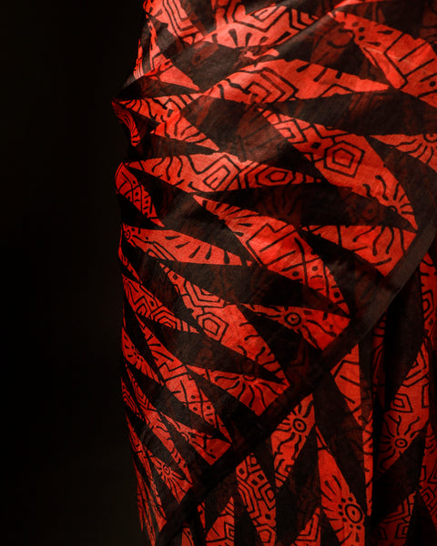 Sunset Noir Orange and Black Pure Organza Silk Saree