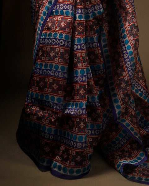 Pastel Palette Light Grey Multicolor Printed Pure Organza Silk Saree