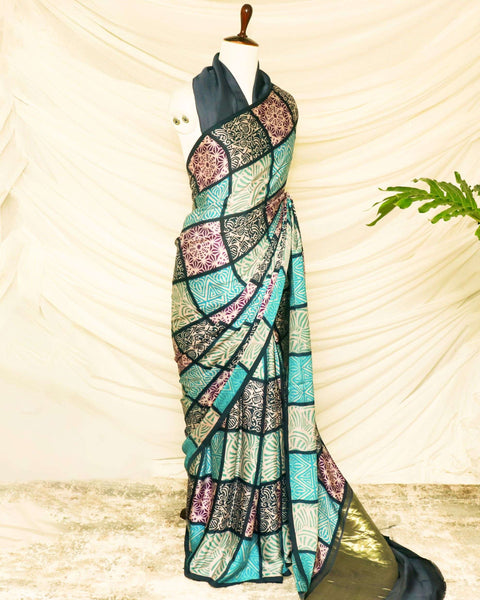 Pure Handloom Gray Modal Silk Saree