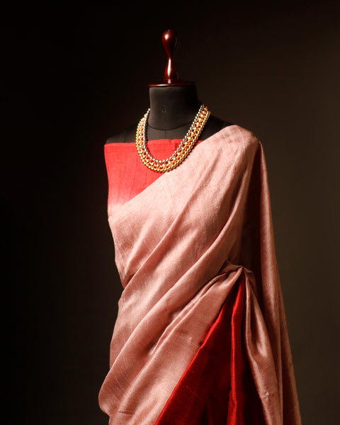 Velvet Rouge Red Pure Dupion Silk Saree
