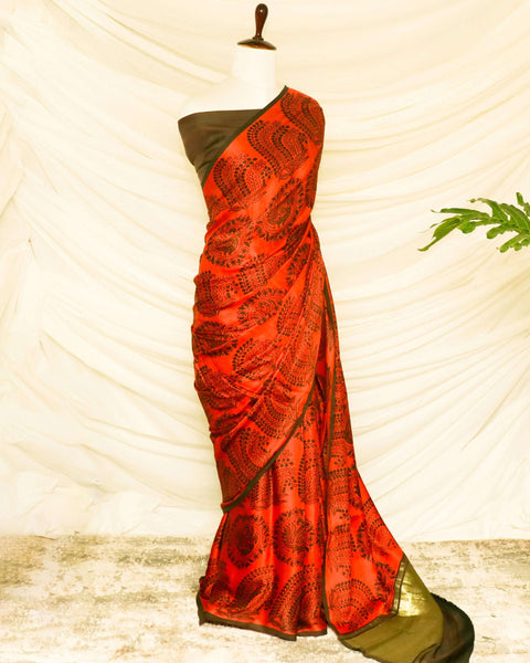 Pure Handloom Ferrari Red Modal Silk Saree
