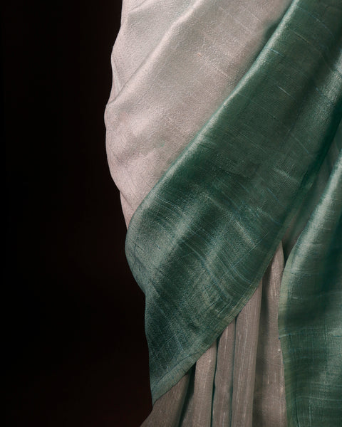 Serenity in Green Pastel Green Pure Dupion Silk Saree