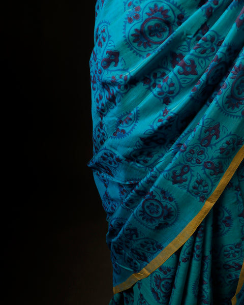 Breeze Pure Blue Soft and Light Handloom Silk Cotton Saree