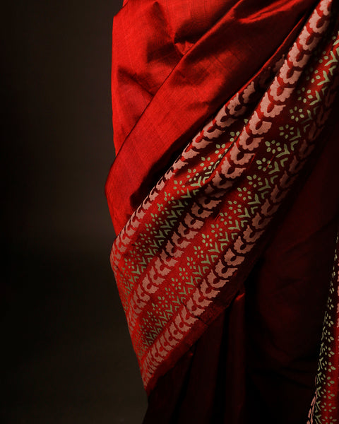 Maroon Handloom Silk Cotton Saree