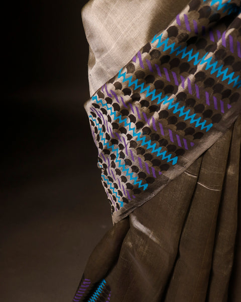 Grey Silk Cotton Saree