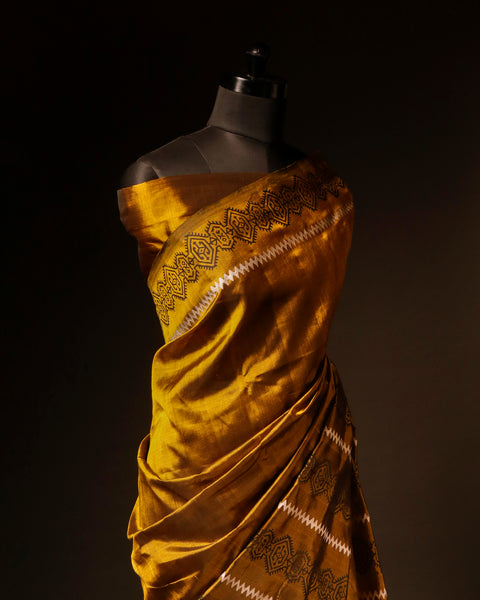 Greenish Gold Colour Silk Cotton Saree
