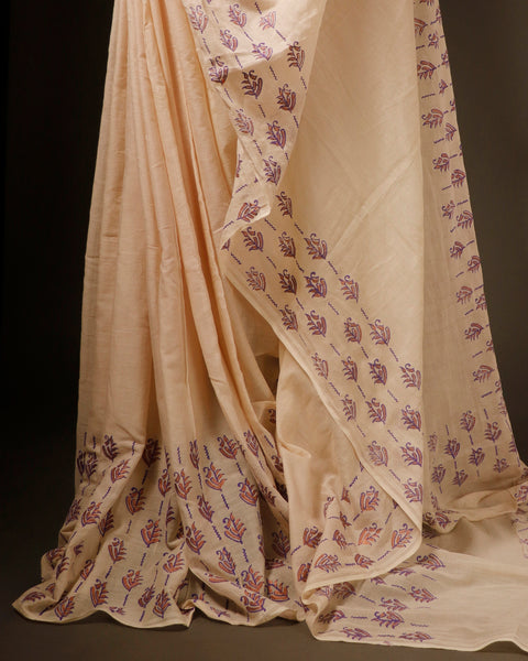 Pure Ivory White Mul Cotton Saree