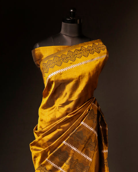 Greenish Gold Colour Silk Cotton Saree