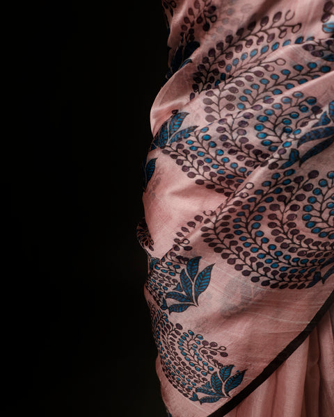 Pastel Petal Light Pink Pure Organza Silk Saree