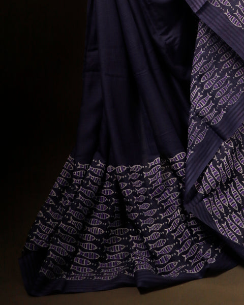 Royal Amethyst Purple Mul Cotton Saree