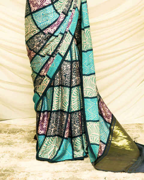 Pure Handloom Gray Modal Silk Saree