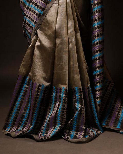 Grey Silk Cotton Saree