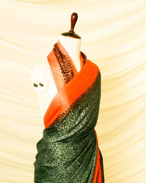 Pure Handloom Pine Green Modal Silk Saree