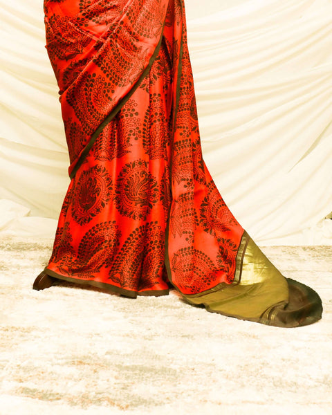 Pure Handloom Ferrari Red Modal Silk Saree