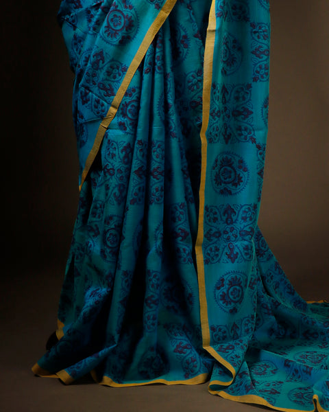 Breeze Pure Blue Soft and Light Handloom Silk Cotton Saree