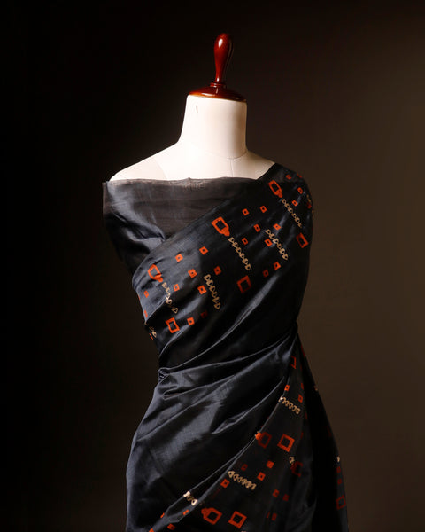 Grey  Color Silk Cotton Saree