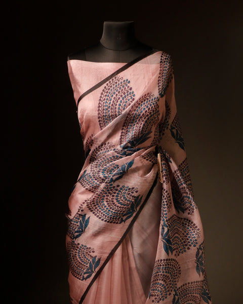 Pastel Petal Light Pink Pure Organza Silk Saree