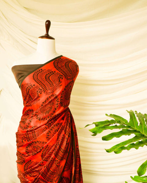 Pure Handloom Ferrari Red Modal Silk Saree